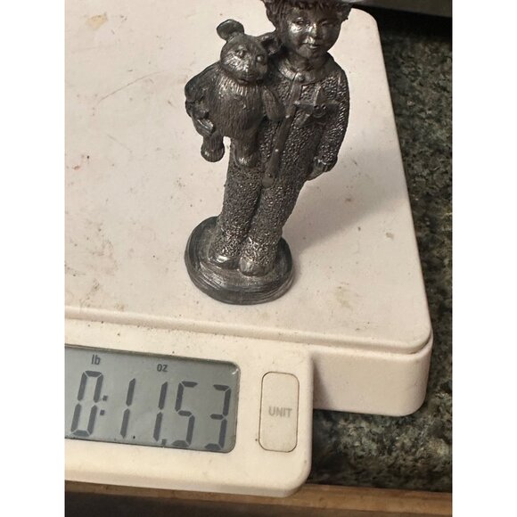 Vintage Michael Ricker Pewter Cowboy  Sheriff Boy With Bear Figurine - Picture 3 of 10